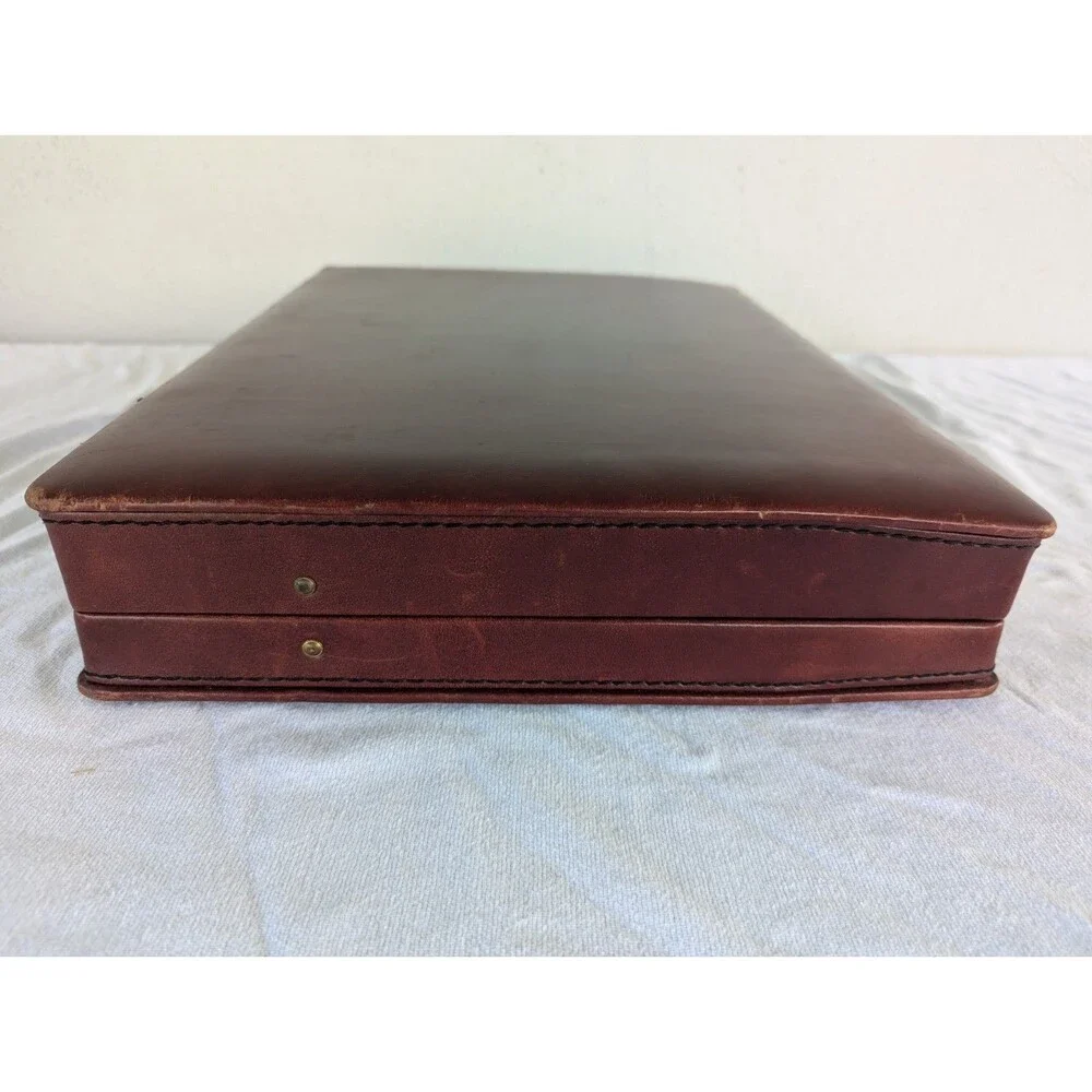 VTG TUMI Leather Attache Briefcase Burgundy Red Combination Lock Organizer Case